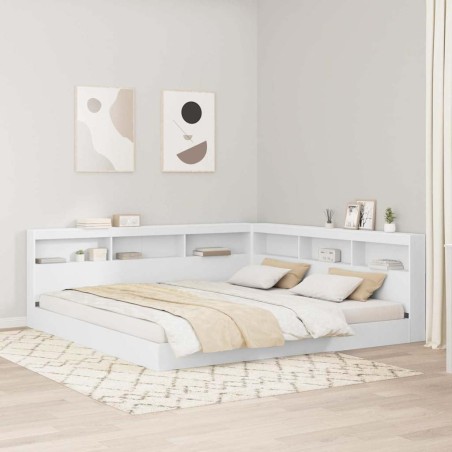 vidaXL Letto con libreria bianca 180x200 cm in legno ingegnerizzato