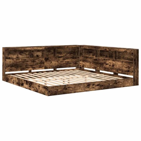 vidaXL Letto a libreria in rovere affumicato 180x200 cm in legno ingegnerizzato