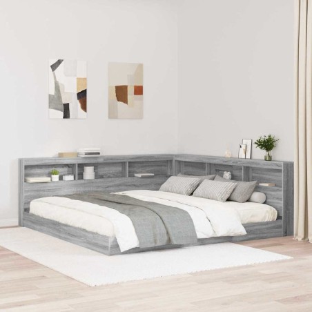 vidaXL Letto a Libreria Grigio Sonoma 180x200 cm in Legno Ingegnerizzato