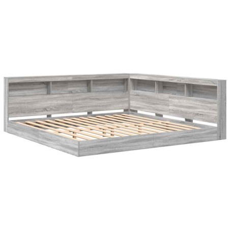vidaXL Letto a Libreria Grigio Sonoma 180x200 cm in Legno Ingegnerizzato