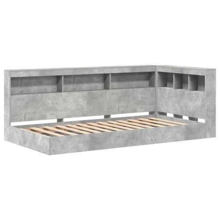 vidaXL Letto con libreria grigio cemento 75x190 cm in legno composito