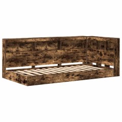 vidaXL Letto a libreria in rovere affumicato 75x190 cm in legno ingegnerizzato