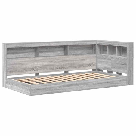 vidaXL Letto con libreria Grigio Sonoma 75x190 cm in legno ingegnerizzato
