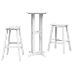 Set Bar da Giardino vidaXL 3 Pezzi Bianco HDPE