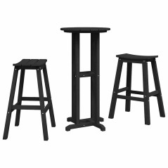 Set di 3 Sgabelli da Bar vidaXL Nero HDPE