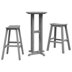Set Bar da Giardino vidaXL 3 Pezzi Grigio Chiaro HDPE