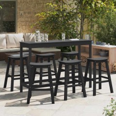 Sgabelli da Bar vidaXL 9 pz Nero HDPE