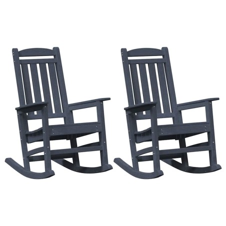 vidaXL Set di 2 sedie a dondolo da giardino blu navy 70x92x107.5 cm HDPE