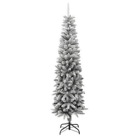 Albero Natale Artificiale Sottile Neve Floccata 240 cm PVC e PE