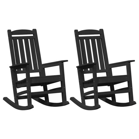 vidaXL Set di 2 sedie a dondolo da giardino nere 70x92x107.5 cm HDPE