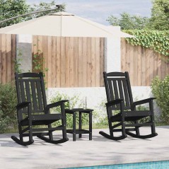 vidaXL Set di lounge da giardino in 3 pezzi, nero in HDPE