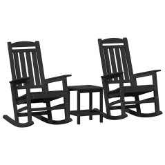 vidaXL Set di lounge da giardino in 3 pezzi, nero in HDPE