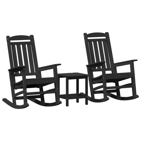 vidaXL Set di lounge da giardino in 3 pezzi, nero in HDPE