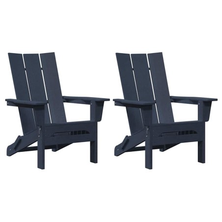 vidaXL Sedie Adirondack pieghevoli 2 pezzi Blu Navy 74.5x80.5x90 cm in HDPE