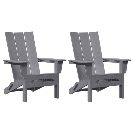 vidaXL Sedie Adirondack pieghevoli , 2 pezzi, grigio chiaro, 74,5x80,5x90 cm in HDPE.