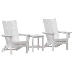 vidaXL Set da giardino 3 pezzi Lounge bianco in HDPE