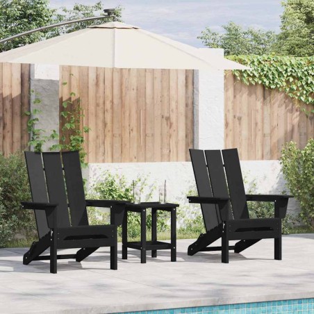 vidaXL Set da giardino 3 pezzi nero in HDPE