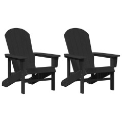 vidaXL Set di 2 sedie Adirondack nere 74x82x90 cm in HDPE
