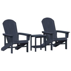 vidaXL Set da Giardino in 3 Pezzi Blu Marina HDPE