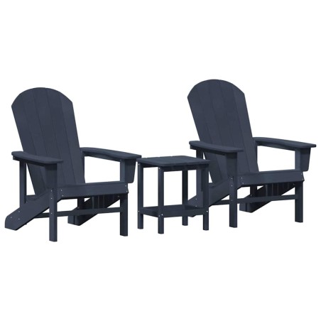 vidaXL Set da Giardino in 3 Pezzi Blu Marina HDPE