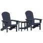 vidaXL Set da Giardino in 3 Pezzi Blu Marina HDPE