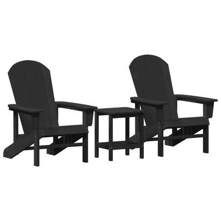 vidaXL Set di arredamento da giardino 3 pezzi nero in HDPE