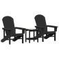 vidaXL Set di arredamento da giardino 3 pezzi nero in HDPE