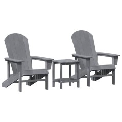 vidaXL Set di mobili da giardino in 3 pezzi grigio chiaro in HDPE