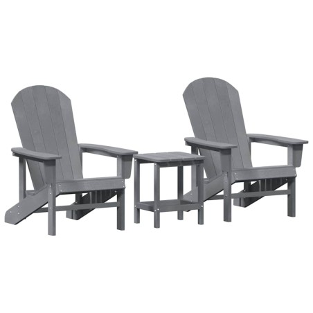 vidaXL Set di mobili da giardino in 3 pezzi grigio chiaro in HDPE