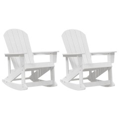vidaXL Sdraio Rocking Adirondack 2 pcs Bianco 73.5 x 92 x 90 cm HDPE