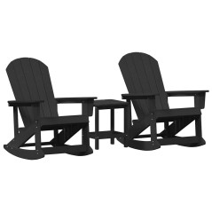 vidaXL Set Lounge da Giardino 3 pcs Nero Media 38 x 38 x 46 cm HDPE