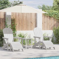 vidaXL Sedie Adirondack con poggiapiedi - 2 pezzi - Bianco in HDPE