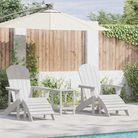 vidaXL Sedie Adirondack con poggiapiedi - 2 pezzi - Bianco in HDPE
