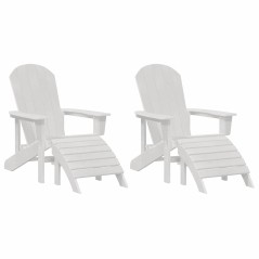 vidaXL Sedie Adirondack con poggiapiedi - 2 pezzi - Bianco in HDPE