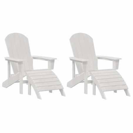 vidaXL Sedie Adirondack con poggiapiedi - 2 pezzi - Bianco in HDPE