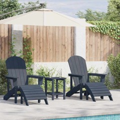 vidaXL Sedie Adirondack con Poggiapiedi, 2 Pezzi Blu Navy in HDPE