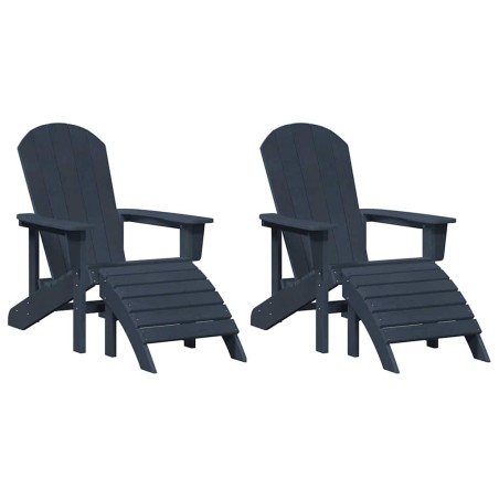 vidaXL Sedie Adirondack con Poggiapiedi, 2 Pezzi Blu Navy in HDPE