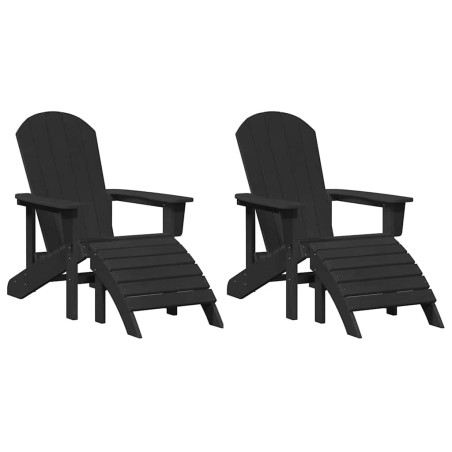 vidaXL Sedie Adirondack con poggiapiedi 2 pcs nere in HDPE