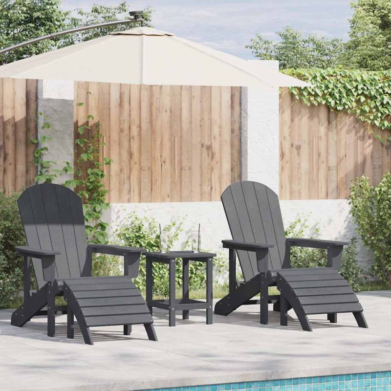 vidaXL Sedie Adirondack con Poggiapiedi 2 pcs in Grigio Chiaro HDPE