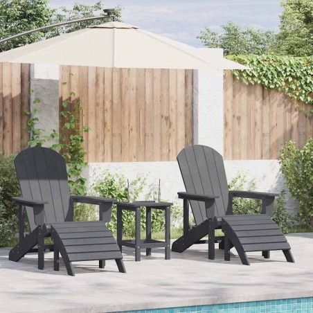 vidaXL Sedie Adirondack con Poggiapiedi 2 pcs in Grigio Chiaro HDPE