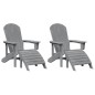 vidaXL Sedie Adirondack con Poggiapiedi 2 pcs in Grigio Chiaro HDPE