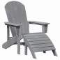 vidaXL Sedie Adirondack con Poggiapiedi 2 pcs in Grigio Chiaro HDPE