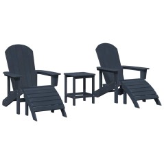 vidaXL Set salotto da giardino 3 pezzi blu navy in HDPE