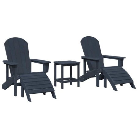 vidaXL Set salotto da giardino 3 pezzi blu navy in HDPE