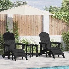 vidaXL Set Giardino 3 Pezzi Nero HDPE