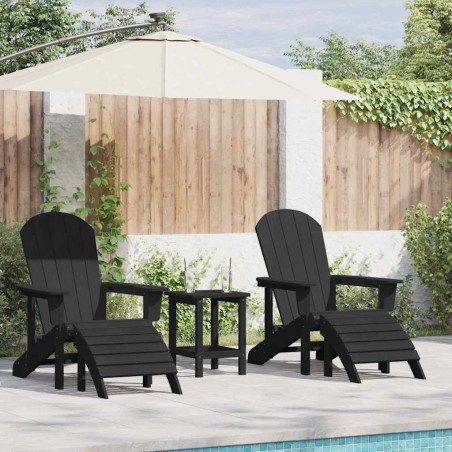 vidaXL Set Giardino 3 Pezzi Nero HDPE