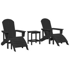 vidaXL Set Giardino 3 Pezzi Nero HDPE