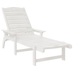 vidaXL Lettini Sole 2 pz Bianchi 162x53x98.5 cm in HDPE