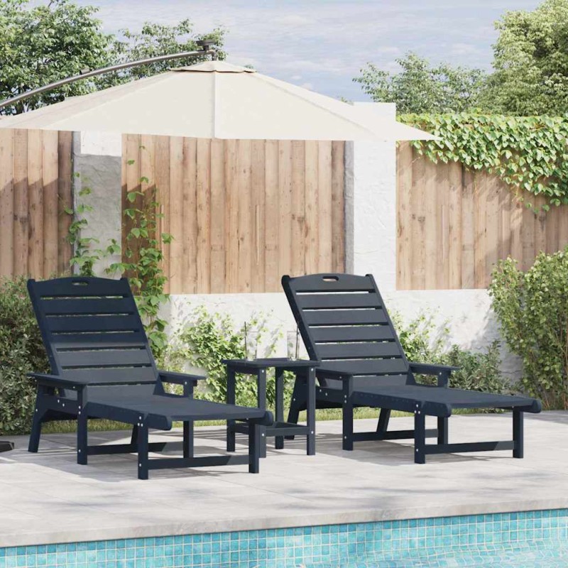 vidaXL Lettini prendisole 2 pz Blu Navy 162 x 53 x 98.5 cm HDPE