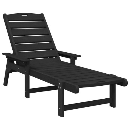 vidaXL Lettini da Sole 2 pz Nero 162x53x98,5 cm HDPE
